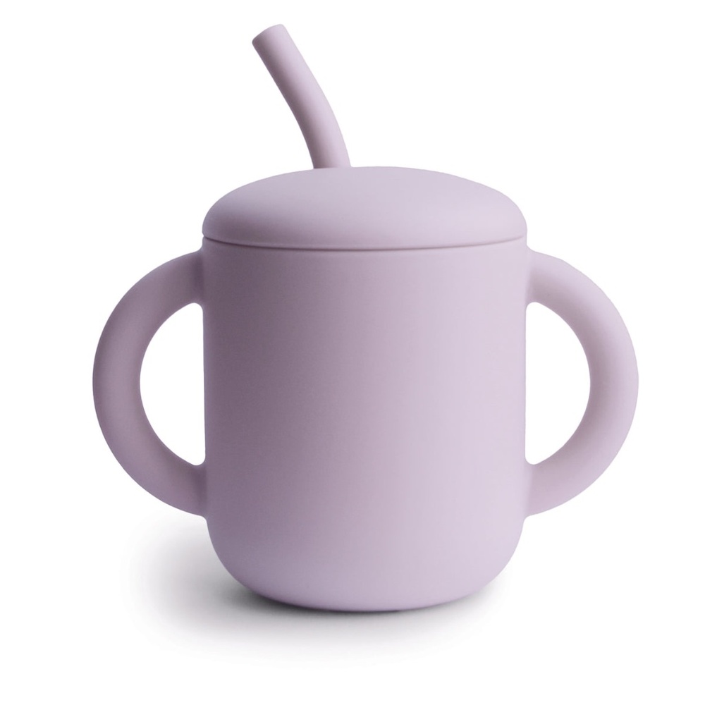 Mushie Silicone Training Cup + Straw Lilac NWT Baby Cup 6M+